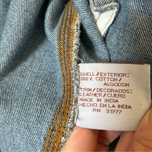 VTG WoodLake Men’s Chore Trucker Jacket XL Leather Denim Rodeo Cowboy Barn Work - Picture 9 of 16